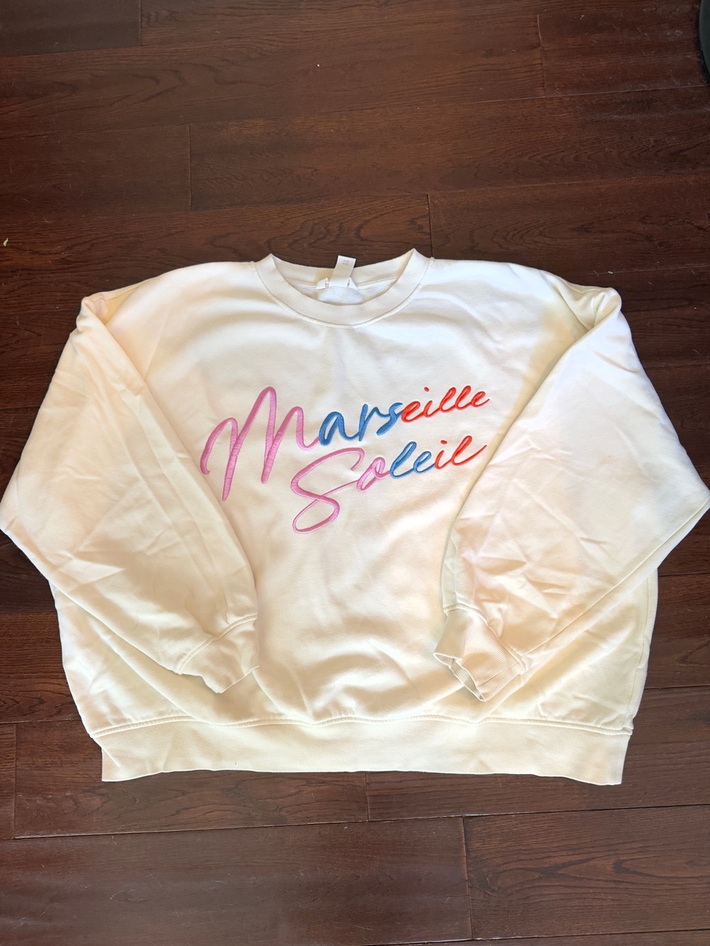 Marseille Soleil Cream Sweatshirt Fleece with Pink, Blue & Orange